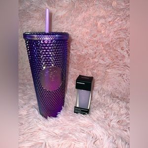 NWT Starbucks Purple Studded Tumbler & Cold Cup Ornament Key Chain